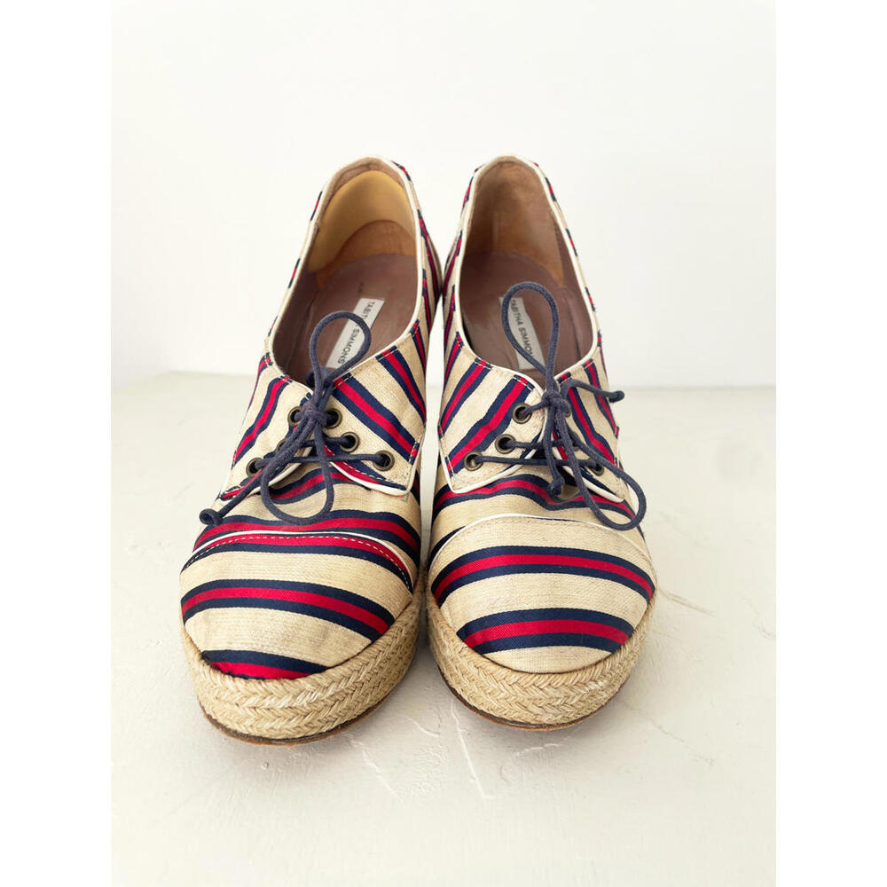 Tabitha Simmons Striped Wedge Shoes Sz6